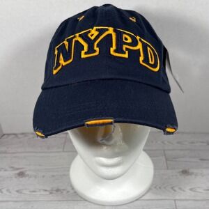 NYPD Navy Blue Distressed Baseball Cap Adjustable Strap Embroidered Logo